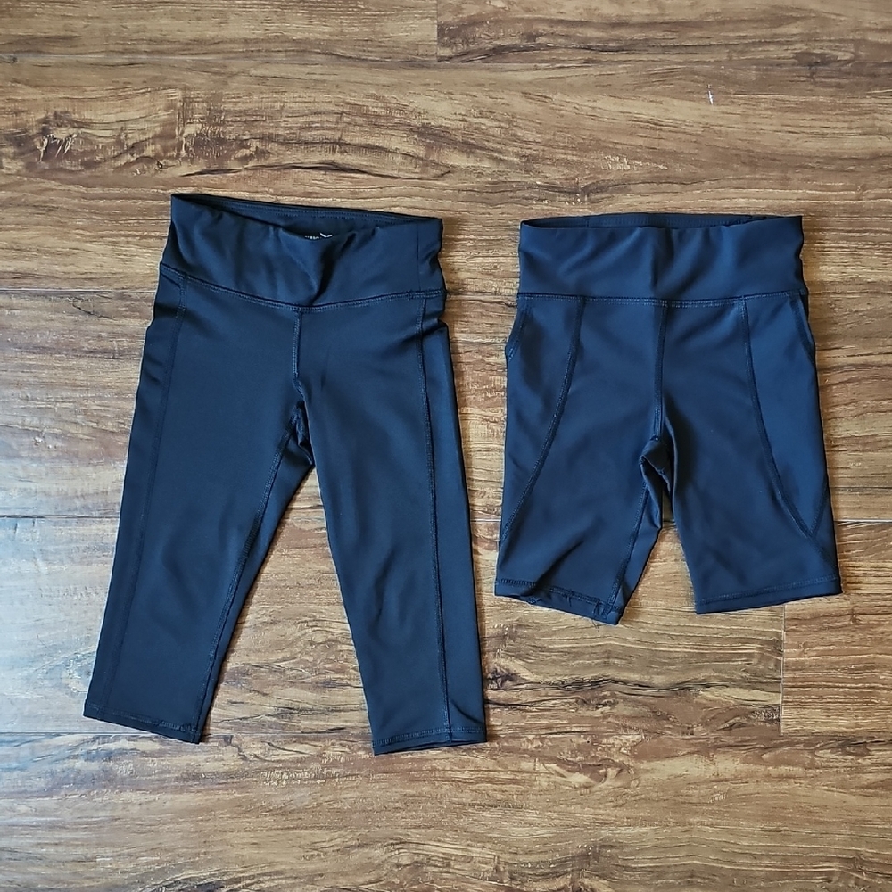 Old Navy Girls Powersoft Cropped Leggings And Biker Shorts Bundle Size XS 5